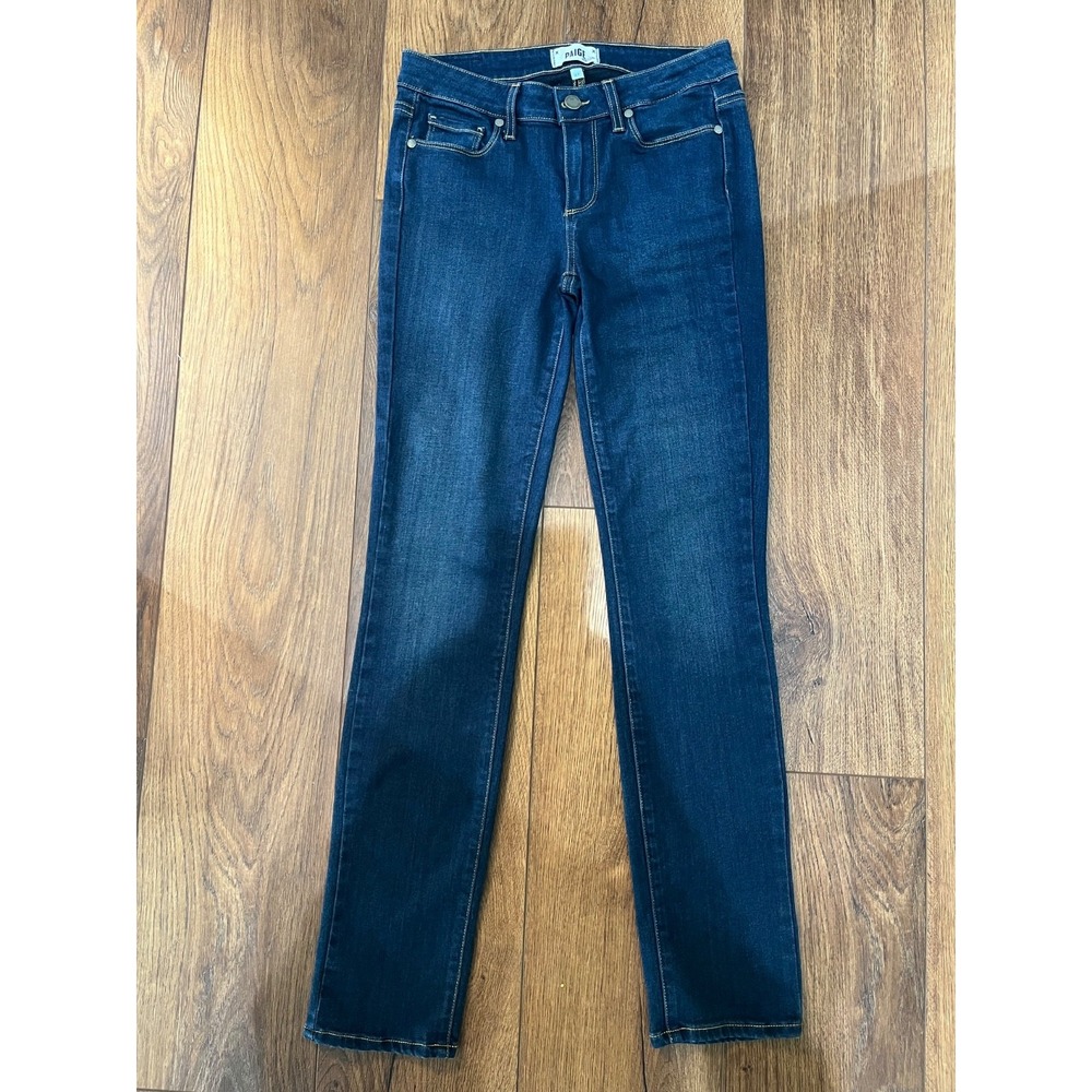 Paige Skyline Skinny Jeans Women Size 27x30 Dark Wash Stretch Denim Mid Rise